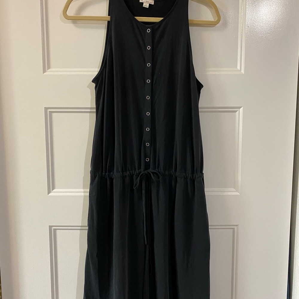 GAP Dark Gray, Drop Waist, Tie Waist, Buttoned Midi Dress